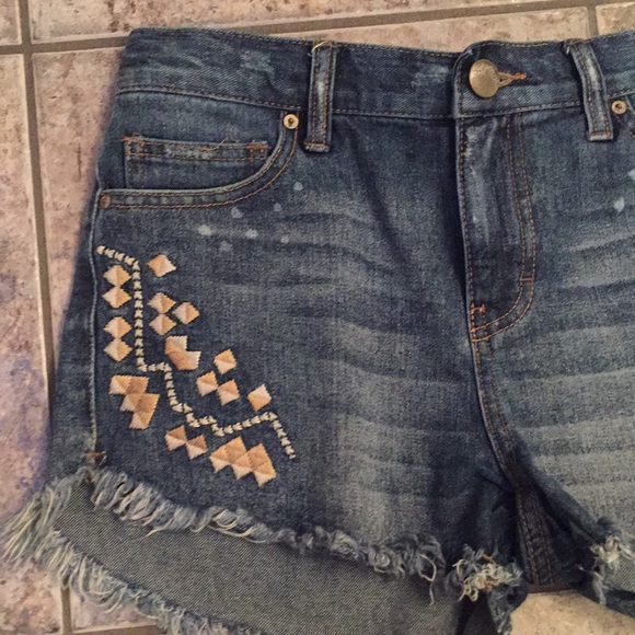 Free People Embroidery Distressed Cutoff Shorts - Picture 3 of 8